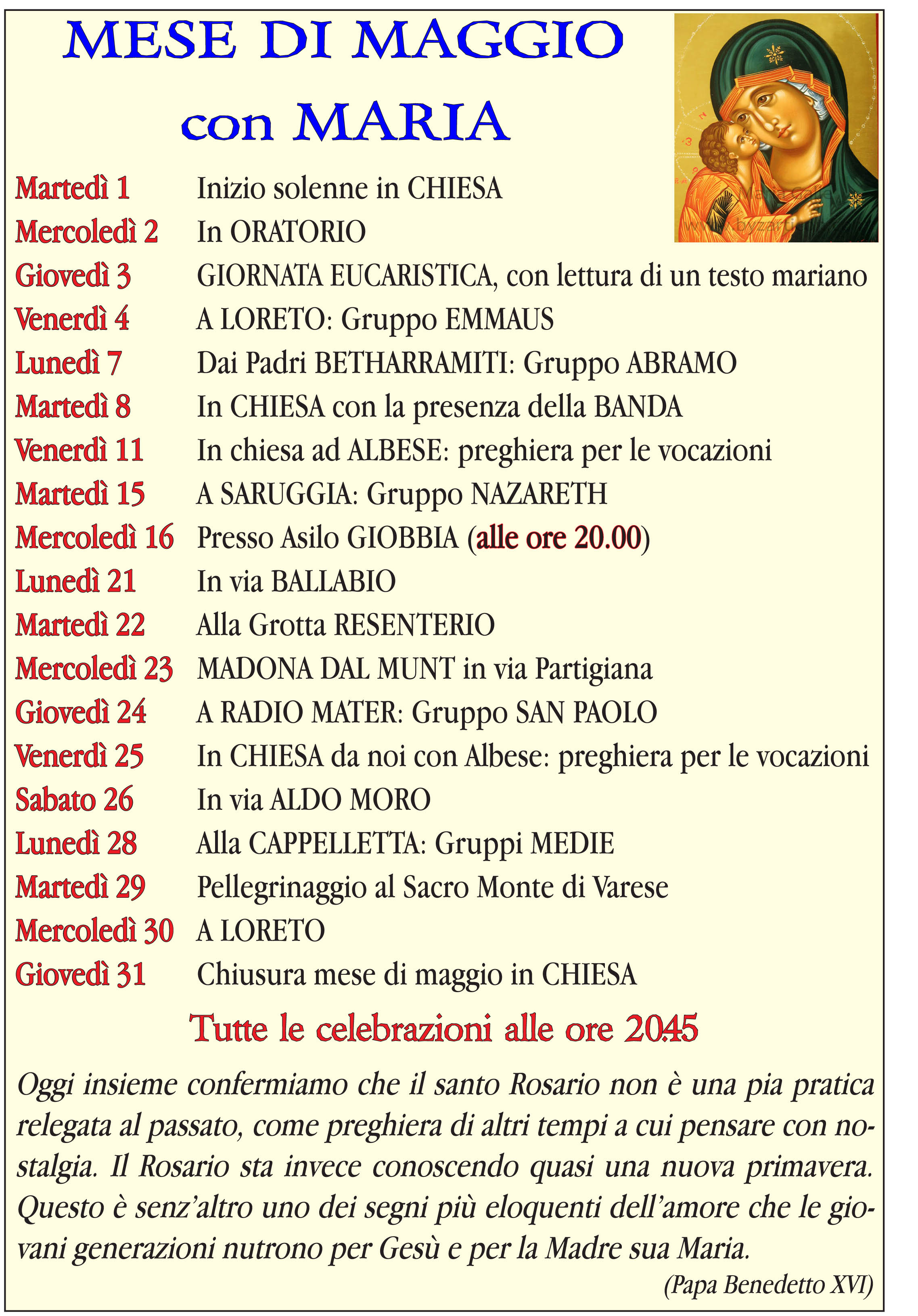 Calendario mese maggio 2018