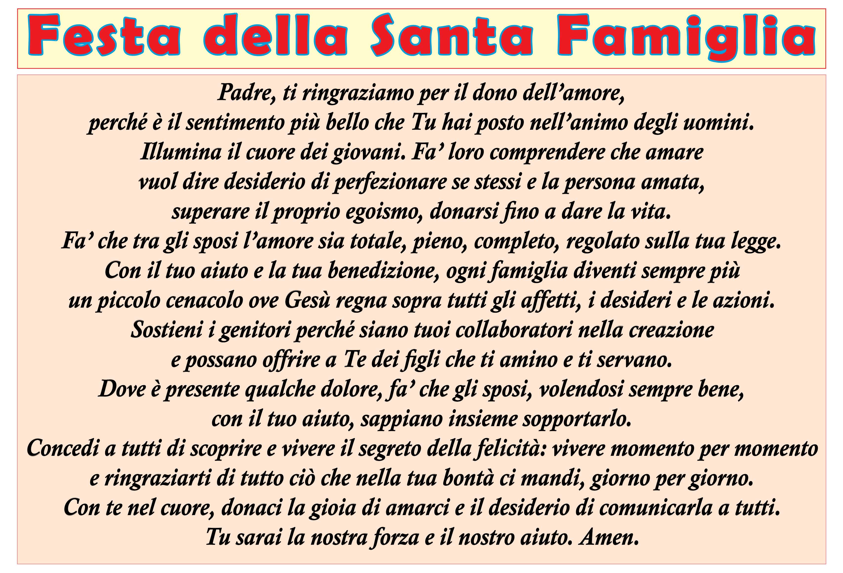 Preghiera santa Famiglia