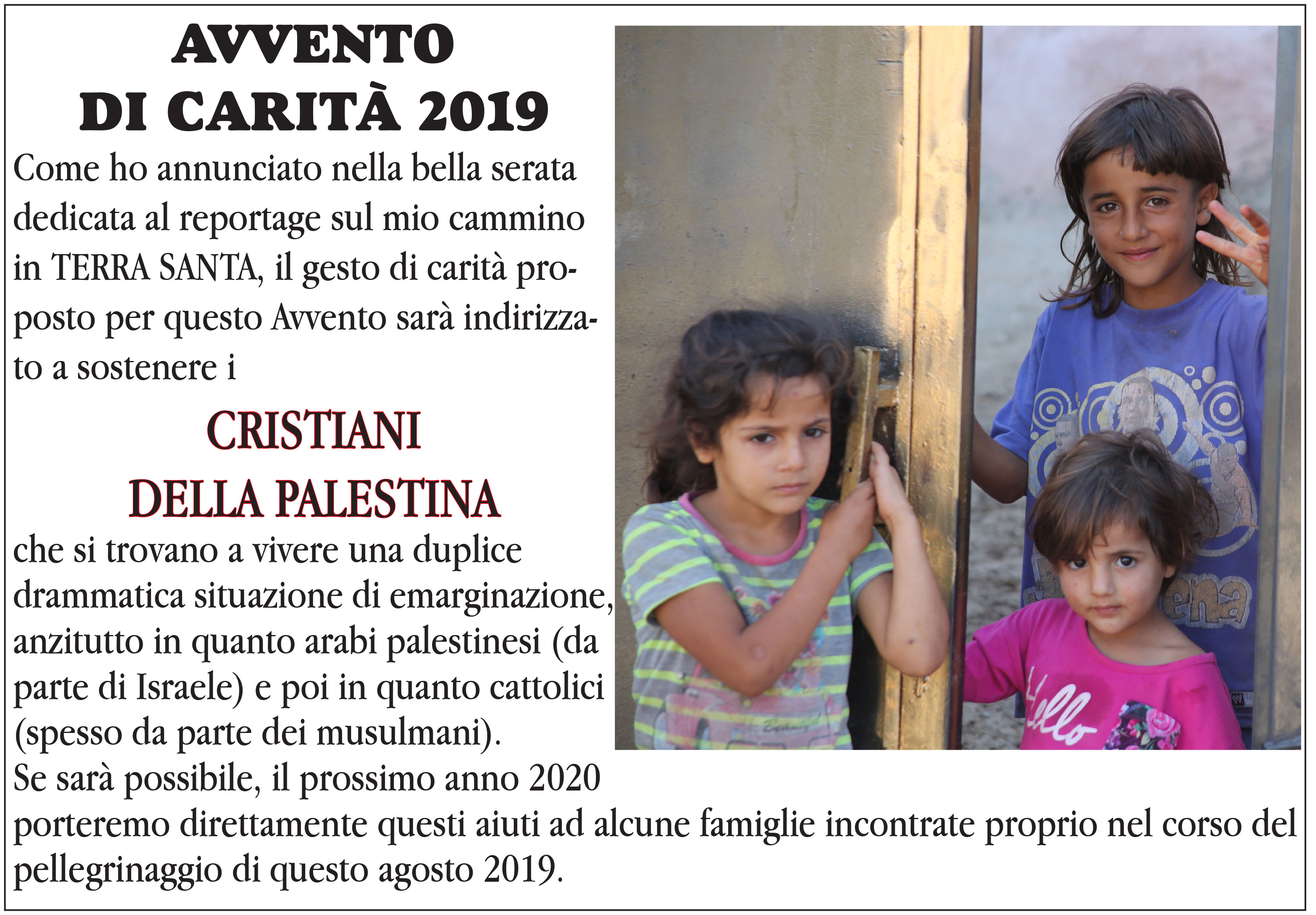 Avvento di carit&agrave; 2019