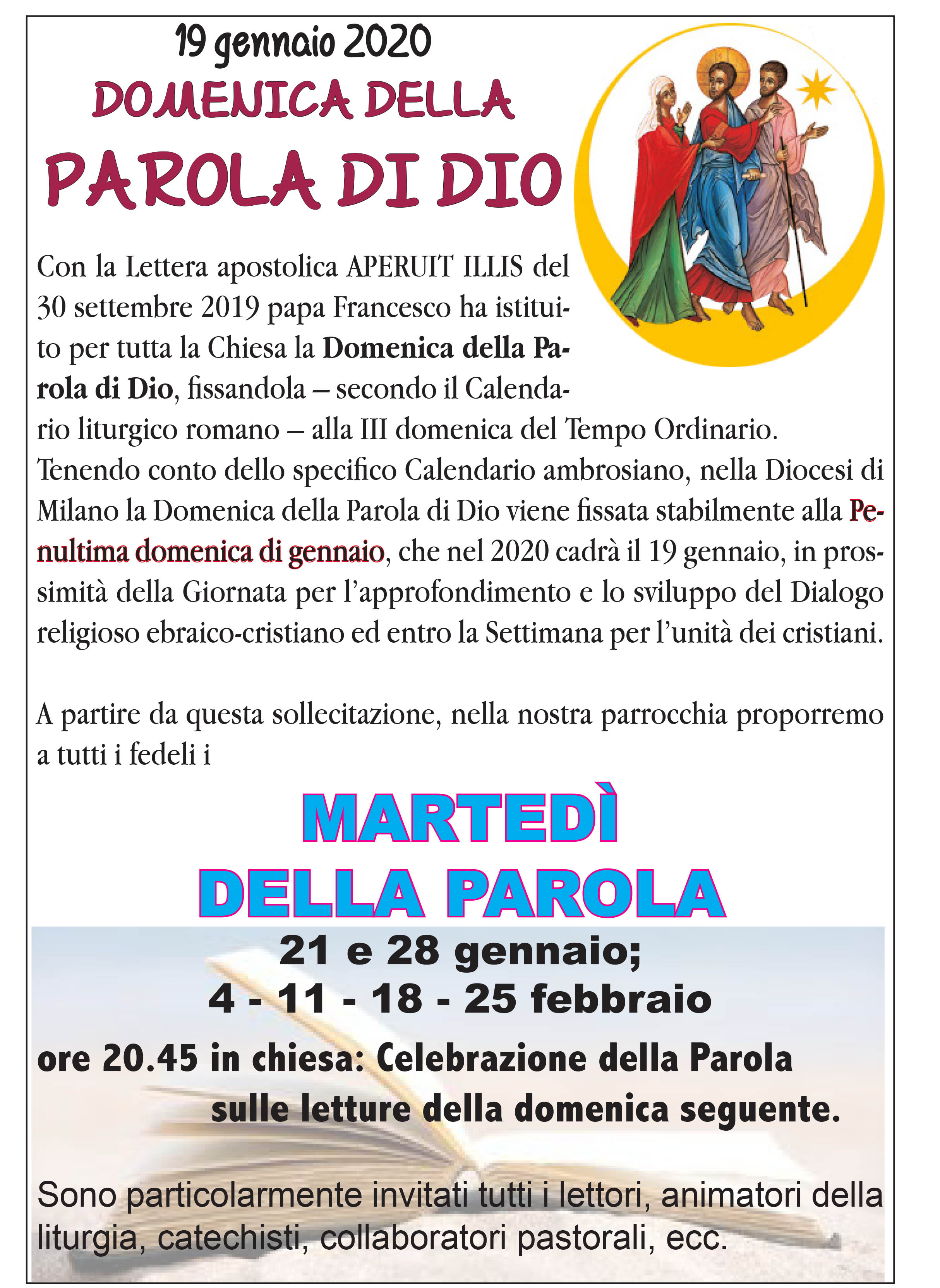 Marted&igrave; della Parola 2020