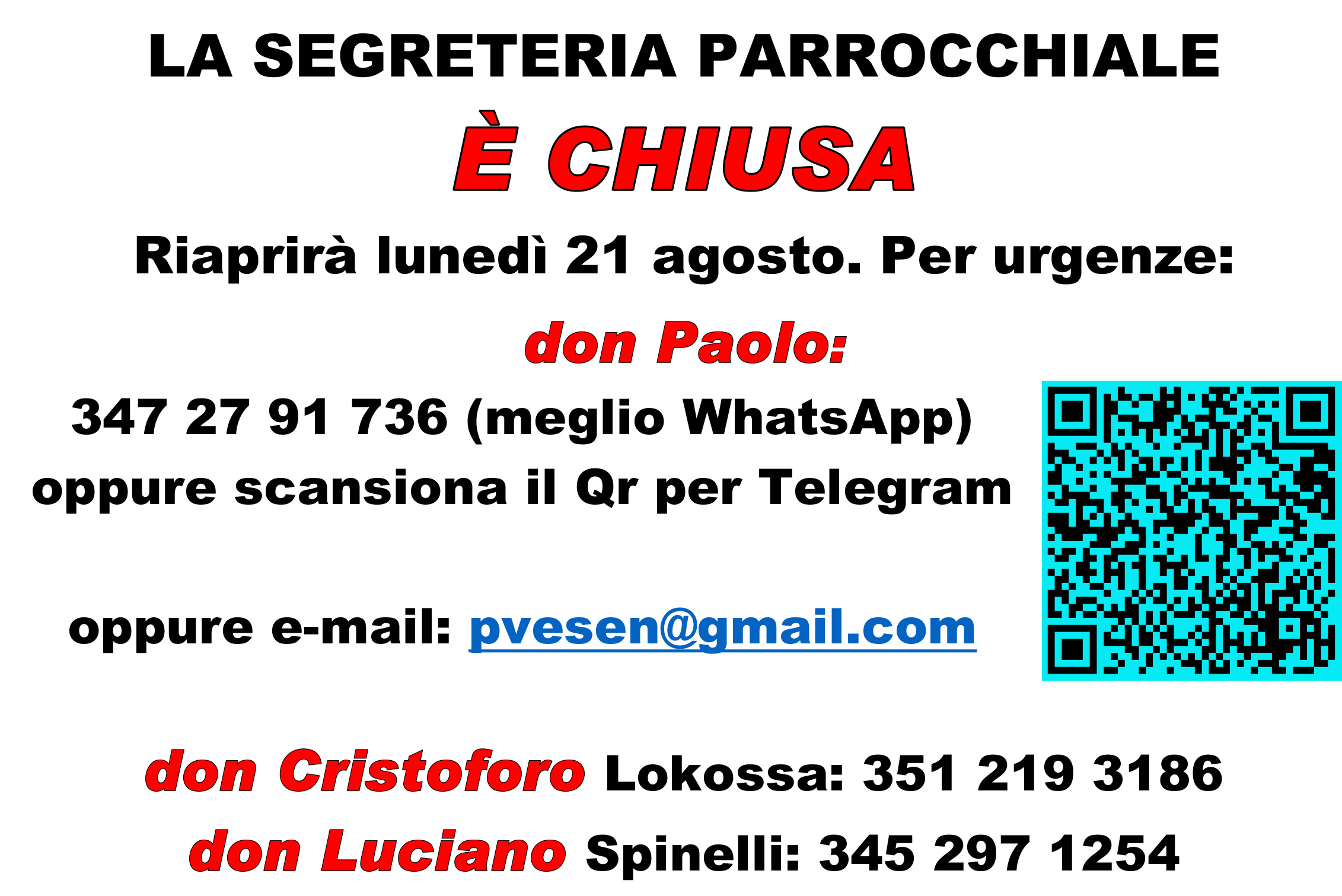 segreteria chiusa estate 2023