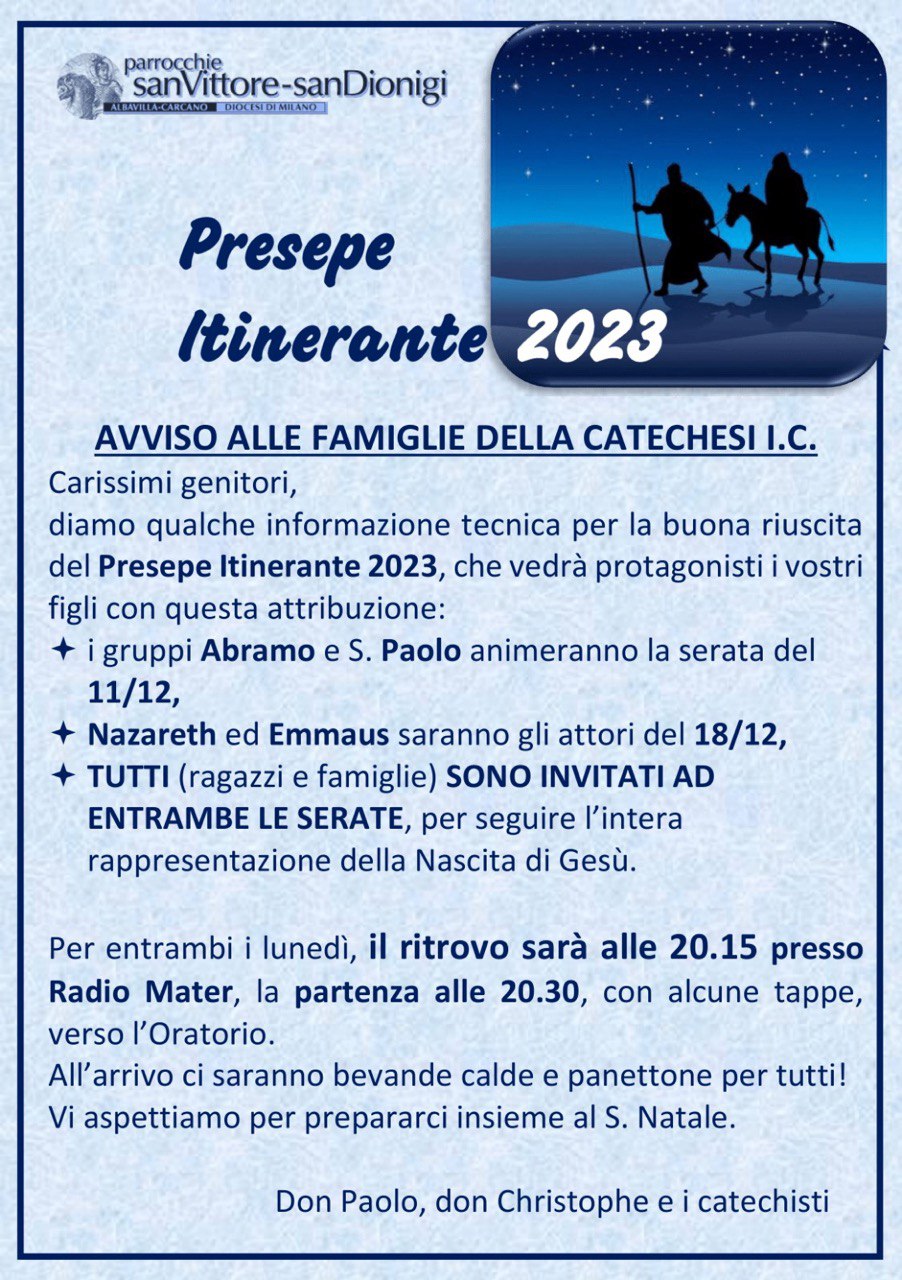 presepe itinerante 2023